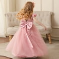 thumbnail image 5 of AUNVITO Girls Flutter Sleeve Round Neck Dress Solid Color Mesh Tulle Puffy Skirt Luxurious Princess Evening Party Gala Hostess Ball Gown, 5 of 5