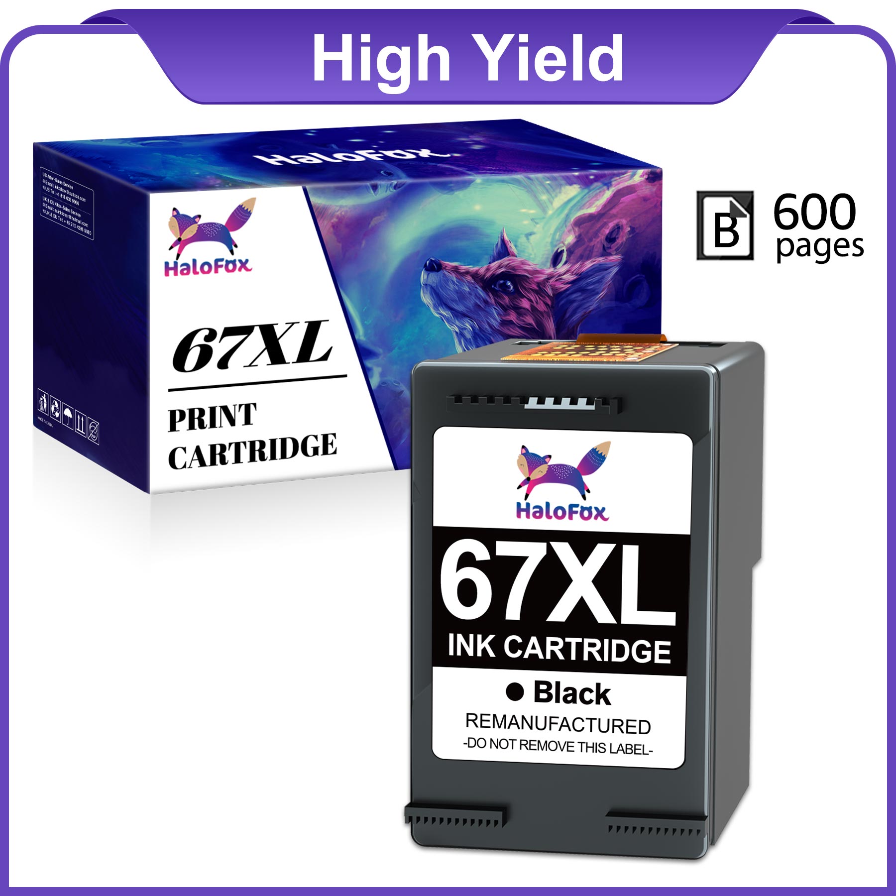67XL Black Ink Cartridge for HP 67 XL to Use with Envy 6055 6055e 6052