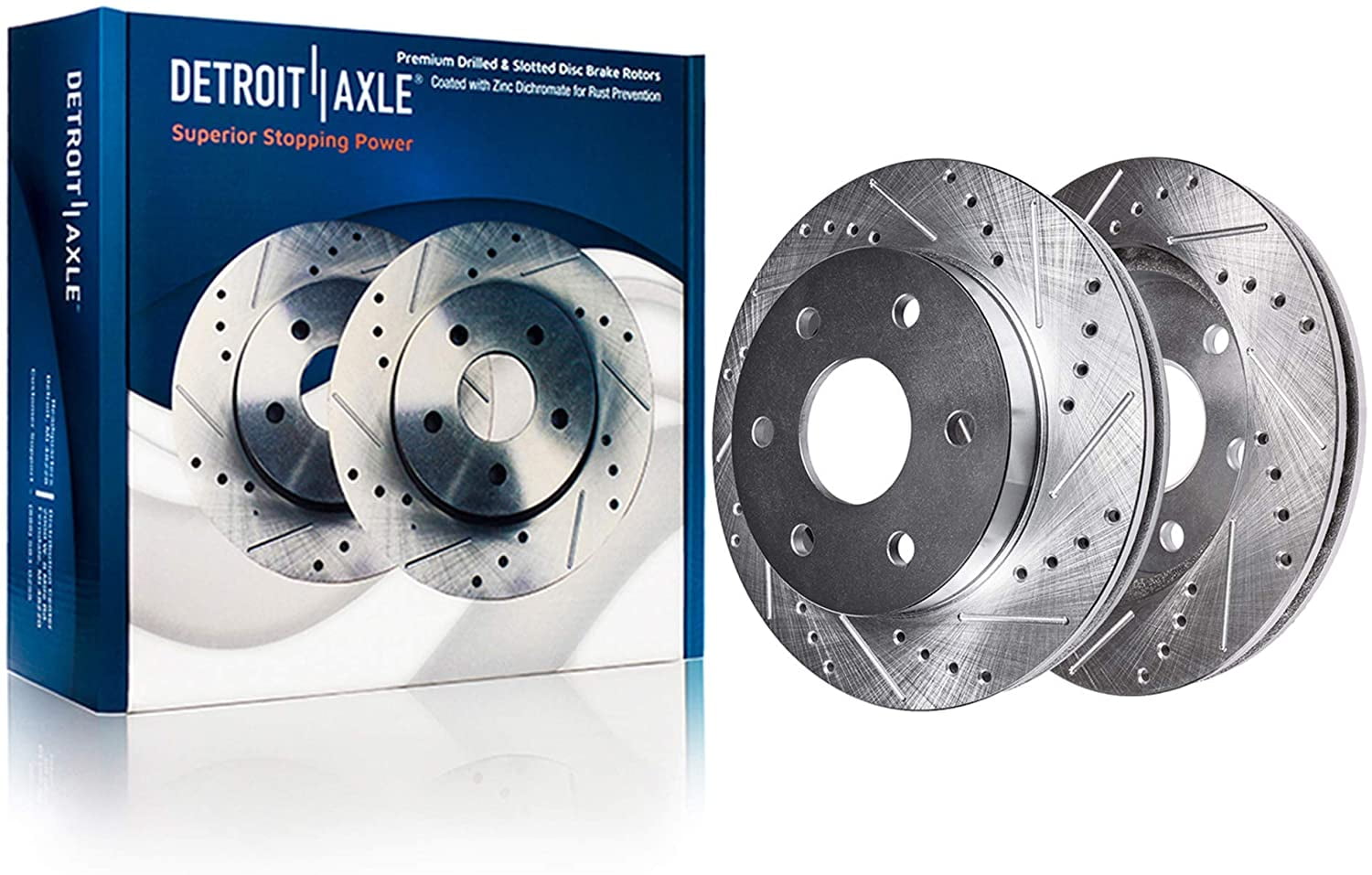 Detroit Axle - Brake Kit for Chevy Traverse GMC Acadia Limited Buick Enclave Saturn Outlook Front and Rear Drilled & Slotted Disc Brake Rotors Ceramic Brakes Pads Replacement 12.80'' Front Rotor