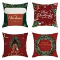 thumbnail image 2 of Zawou 4-Piece Christmas Pillow Covers Set with Red Snowflake Embroidery, Soft Cotton Cushion Cases for Sofa, Couch, Bedroom and Holiday Parties 18x18 Inch, 2 of 7