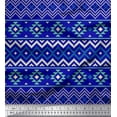 thumbnail image 1 of Soimoi Blue Heavy Satin Fabric Geometric Ikat Print Sewing Fabric Yard 54 Inch Wide, 1 of 3