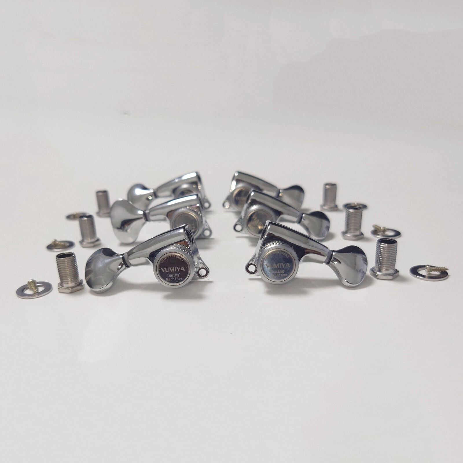 6 Pieces 3L 3R Guitar Lock String Tuners – Locking Tuning Key Pegs Machine Heads Replacement Parts for ST TL Style Electric, Folk or Acoustic Guitars – Nickel