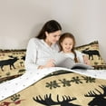 thumbnail image 5 of jejeloiu Wildlife Bear Deer Bedding Comforter Set,Vintage Bohemian Rhombus Twin Comforter Sets,Beige Black Green Bedding Set For Boys,Super Cozy Room Decor Reversible,2-Piece, 5 of 8