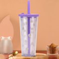 thumbnail image 5 of Tasse Boba Réutilisable avec Bouchon Refermable - 20 oz Double Paroi Isolée Tasse à Thé au Lait avec Grand Paille Réutilisable (Violet), 5 of 5