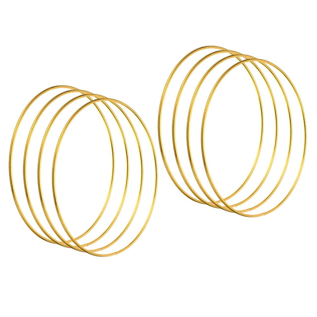 Unique Bargains 7 Inch Dream Catcher Rings, 8 Pcs Metal Macrame Wreath Floral Round Ring Hoop, Gold