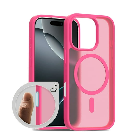 ShellTech for iPhone 15 Pro Max Magnetic PC+TPU Case, Translucent Matte Case with Button Protection [Compatible with Magsafe] Anti-Scratch Anti-Fingeprint Anti-Slip Shockproof Slim Cover,Rose