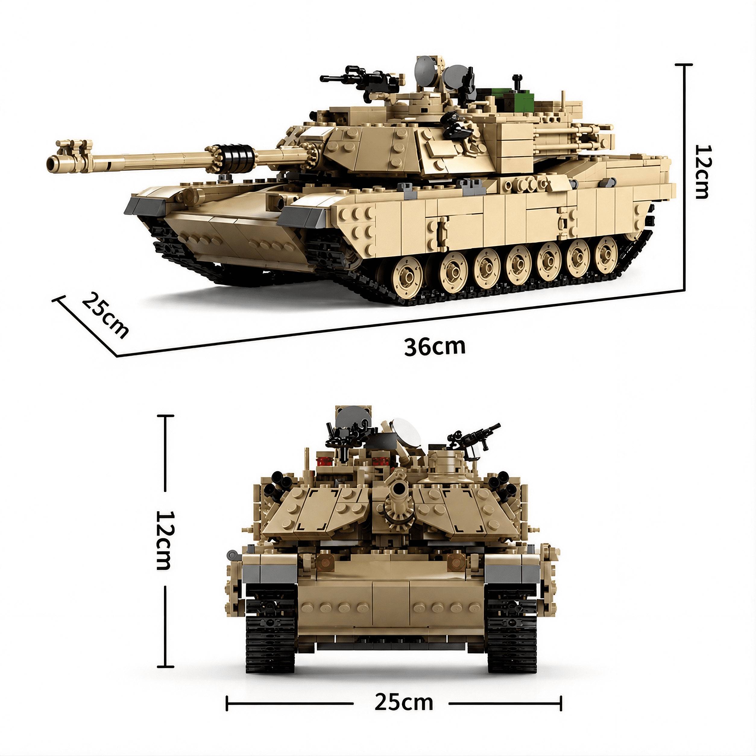 2-in-1 Abrams Tank & Humvee Building Blocks Set | 1,463-Pieces | GJ-M1A2