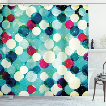 Ambesonne Grunge Shower Curtain, Worn out Retro Rhombus, 69"Wx70"L, Multicolor