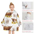 thumbnail image 6 of White Highland Cow Sunflower Calf Pattern Blanket Hoodies for Kids 6-13YR Oversize Wearable Blanket Hoodies for Boys Girls Teens, 6 of 7