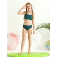 thumbnail image 3 of GYRATEDREAM Girl's Cute Two Piece Ribbed Swimsuit Adjustable Spaghetti Strap Wireless Bikini Set 8-13 Years, 3 of 6