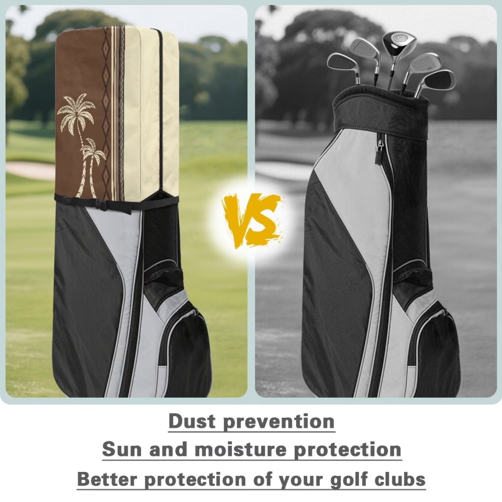 Chririnla Aztec Tribal Palm Portable Golf Bag Dust Cover with Snap Button Universal Club Protector for Most Stand Bags, Cart Bags & Tour Bags