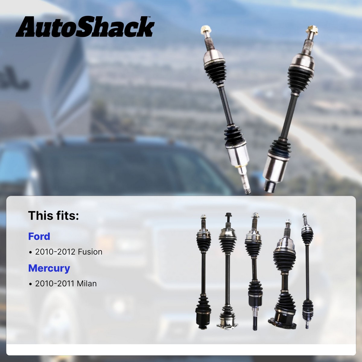 Pair Of Front CV Axles For 2010-2012 Ford Fusion & 2010-2011 Mercury Milan