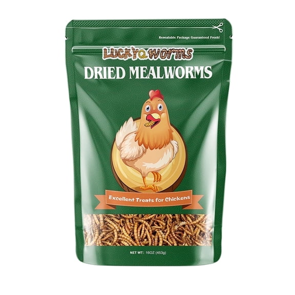 LuckyQworms 1 lb Dried Mealworms for Pets Birds Chicken Fish Poultry Reptiles Rodents Small Mammals High Protein Omega-3 Fatty Acids Natural Feed Eco-Friendly Non-GMO No Harmful Chemicals