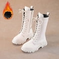 thumbnail image 2 of Girls Combat Boots Knee High Mid Calf Side Zipper Lace Up Classic Kids Winter Shoes Fall Fashion Teen Punk Goth Boot, 2 of 5