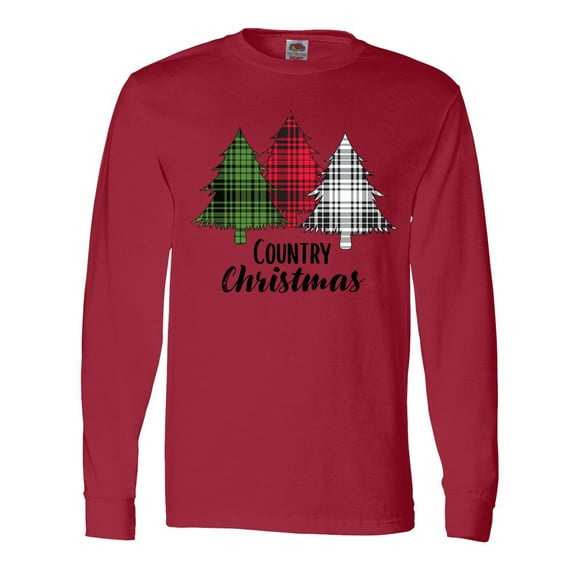 Inktastic Country Christmas Plaid Trees Long Sleeve T-Shirt