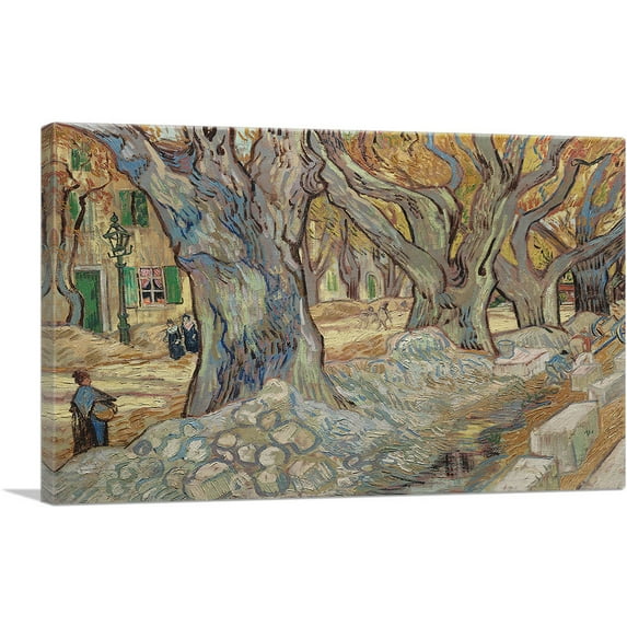 ARTCANVAS Large Plane Trees 1889 Canvas Art Print by Vincent Van Gogh - Size: 12" x 8" (0.75" Deep)