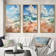 thumbnail image 1 of Designart "Simplicity Beach Landscape IV" Nautical & Beach Framed Wall Art Set Of 3 - White Beach Frame Gallery Wall Set For Home Decor, 1 of 6