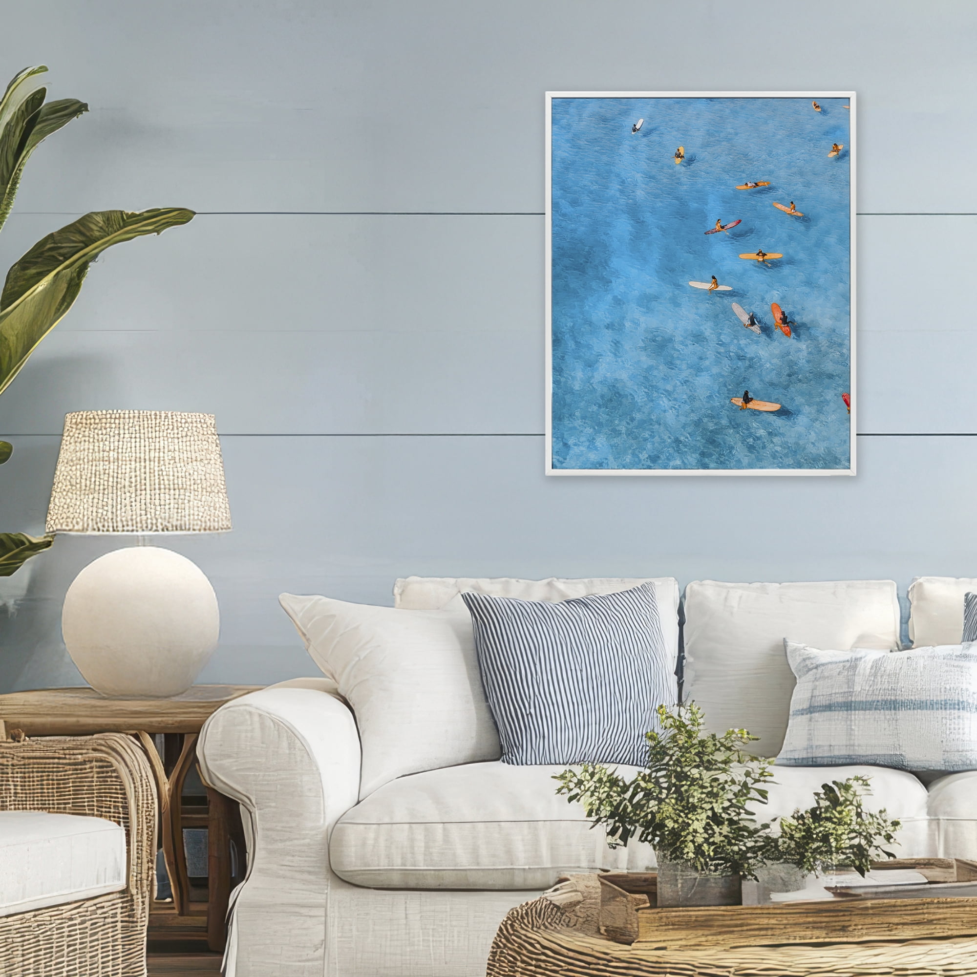 Stupell Industries Leisurely Surfers on Sea White Framed Giclee Art, design by Jesse Keith