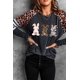thumbnail image 3 of ABPHQTO Top de manga larga con diseño de conejito a rayas de leopardo negro para mujer, 3 of 5