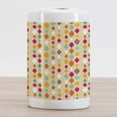 thumbnail image 2 of Beige Ceramic Toothbrush Holder, Vertical Oval Tiled Circle Geometric Groovy Shapes Looks Like Flowing down Pattern, Decorative Versatile Countertop for Bathroom, 4.5" X 2.7", Multicolor, by Ambesonne, 2 of 4