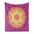 thumbnail image 1 of Rainbow Mandala Soft Flannel Fleece Throw Blanket, Composition with Blooming Flower Design Oriental Petals, Cozy Plush for Indoor and Outdoor Use, 70" x 90", Multicolor, by Ambesonne, 1 of 6
