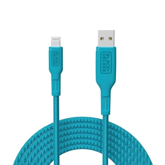 BLACK+DECKER Cable for iPhone, Apple Compatible Fast USB Cable, iPhone Compatible Charger Cord, Multiple Color + Length Options, 9ft