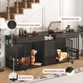 thumbnail image 5 of ChVans 86.6" Dog Crate Furniture TV Stand for Large Breed Dogs, Wooden Kennel with Dual rooms, Dog Bowl, 2 Drawers & Cabinet for Medium-Large Dogs, 5 of 8