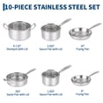 thumbnail image 2 of Garvee 10-Piece Tri-Ply Stainless Steel Cookware Set with Lids – Even Heat Distribution, PFOA-Free, Induction Compatible &amp; Oven-Safe – Includes Frying Pans, Saucepans &amp; Sauté Pan, 2 of 8
