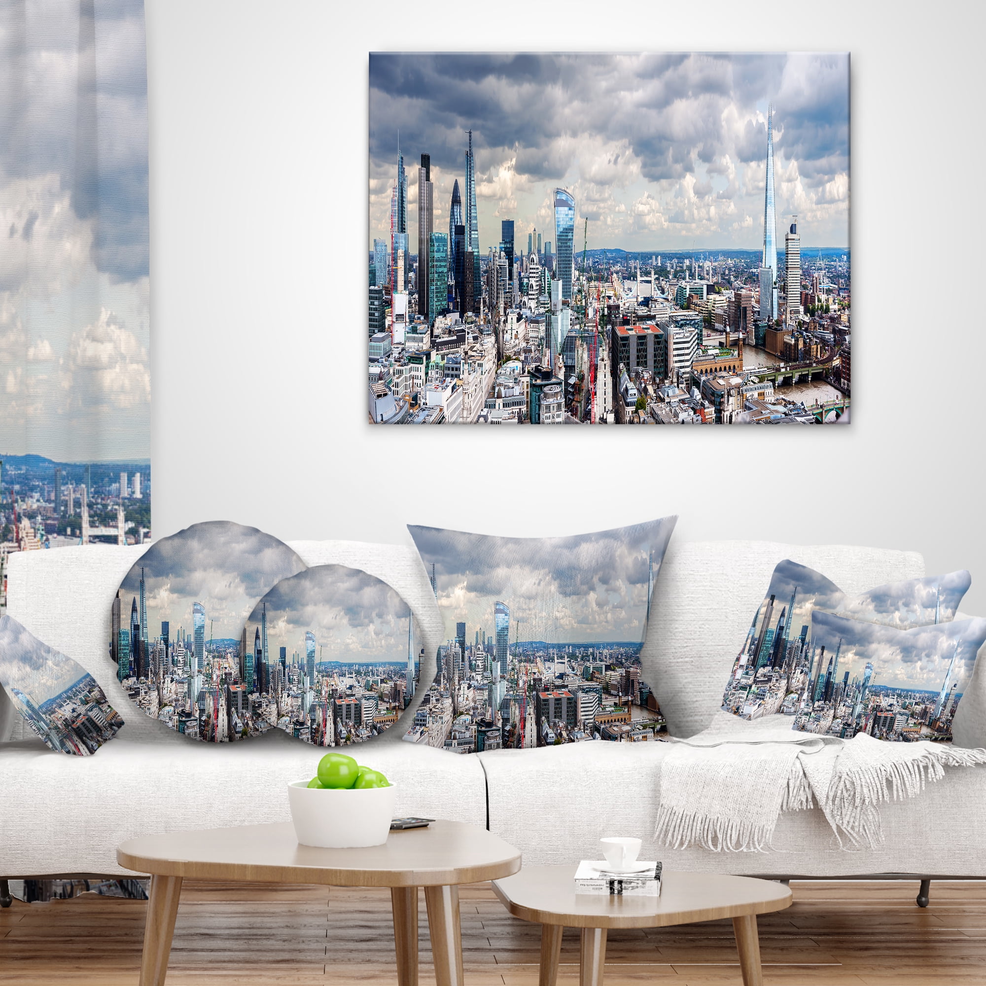 Designart City of London Cityscape - Photography Throw Pillow - 12x20