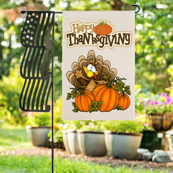 Thanksgiving Holiday Linen Garden Flag Banner – TurkPump - 12 inches x 18 inches