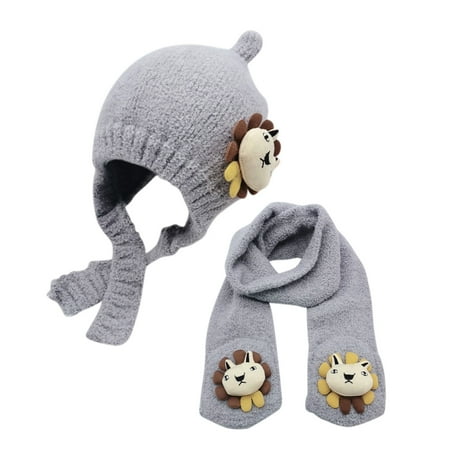 

Wolfast Promotion 2PCS Toddler Baby Girls Boys Cartoon Winter Warm Knitted Cap+Scarf Keep Warm Set