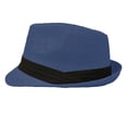 thumbnail image 3 of Unisex Summer Fedora Panama Hat Trilby Cuban Straw Sun Hats Short Brim with Black Band Navy, 3 of 6
