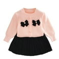 thumbnail image 2 of ATOGUTA Girls' Skirt Sets Button Down Cardigan and Aline Skirts Knitted Sweater Set Size 1T-8, Pink, 2 of 4