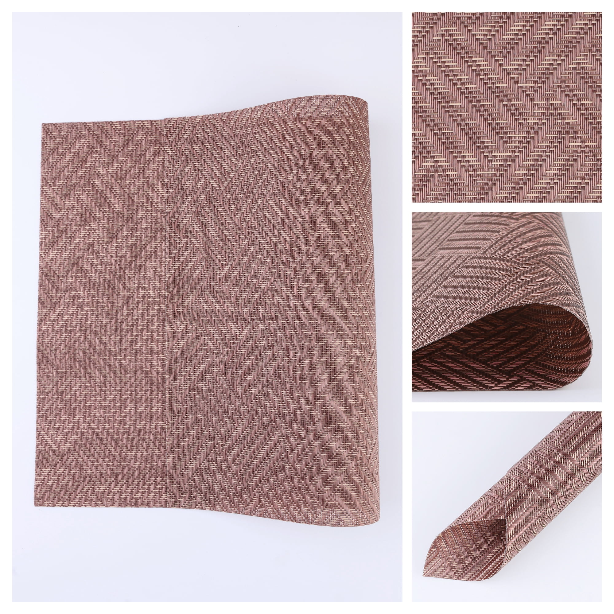 Unique Bargains 6 Pack Polyvinyl Chloride Placemats for Kitchen Dining Table Bronze