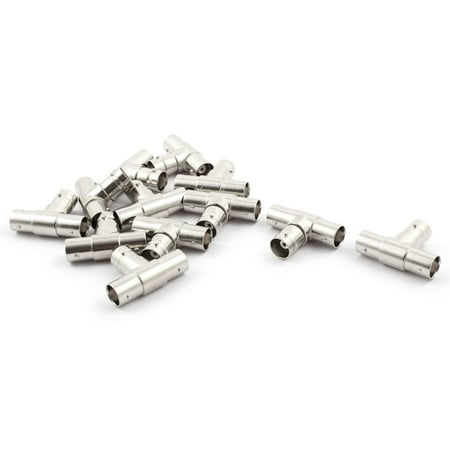 Strapshot Metal Connector - Metal T Type 3 Way BNC Female TV RF Coaxial Cable Connector 1.3 Inch Long 12pcs