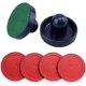 thumbnail image 1 of Juego de empujadores y discos de Air Hockey, tamaño grande, (2 empujadores azul marino + 2 pelusas + 4 discos rojos), 1 of 5