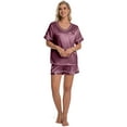 thumbnail image 3 of DAKIMOE Womens Pajama Set Silk Satin Pajamas Short Sleeve Sleepwear Matching Soft Loungewear 2 Piece Lounge Pjs Shorts Set S-XL, 3 of 7