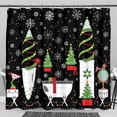 thumbnail image 1 of Rideau de Douche de Noël Festif - Noir avec Accents Blancs et Rouges & Arbres, Flocons de Neige & Guirlandes - Décoration de Salle de Bain de Vacances, 1 of 4
