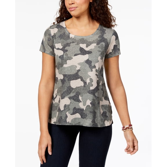 Style & Co Printed T-Shirt Jane Camo XS
