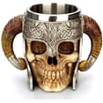 thumbnail image 1 of Viking Drinking Cup Stainless Steel Skull Mug Skeleton Beer Tankard, 1 of 5