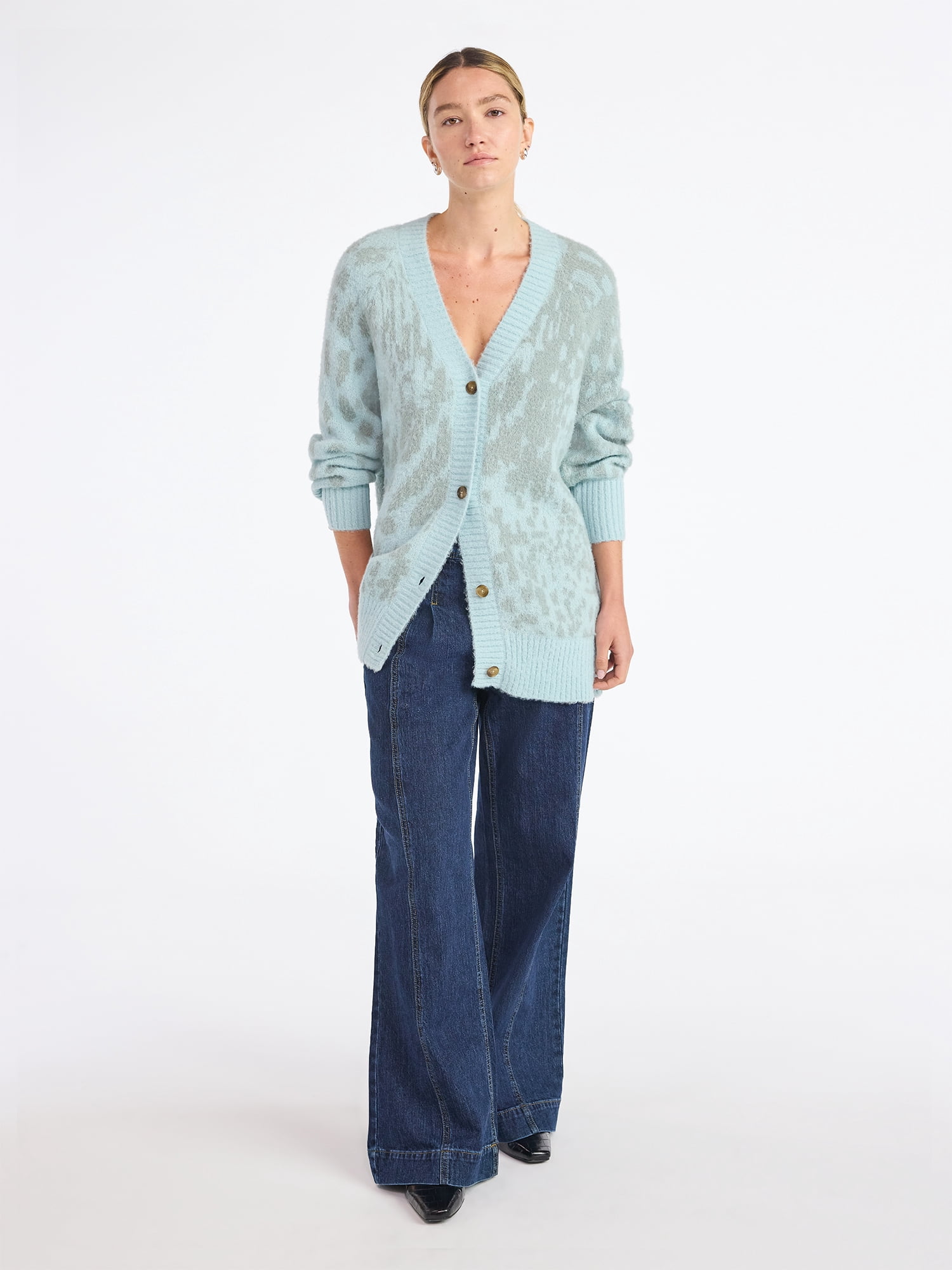 Scoop Women's and Women's Plus Oversized Cardigan Sweater, Lightweight, Sizes XS-4X
