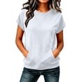 thumbnail image 3 of GERsome Sweatshirt for Women Crewneck Short Sleeve Lightweight Casual Travel Pullover Tops with Pockets White M, 3 of 6
