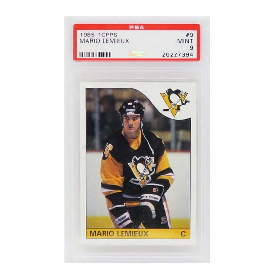 Mario Lemieux (Pittsburgh Penguins) 1985 Topps Hockey RC Rookie Card #9 - PSA 9 MINT (A)