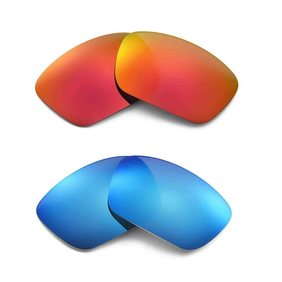 Walleva Polarized Fire Red   Ice Blue Replacement Lenses For Oakley Fuel Cell Sunglasses