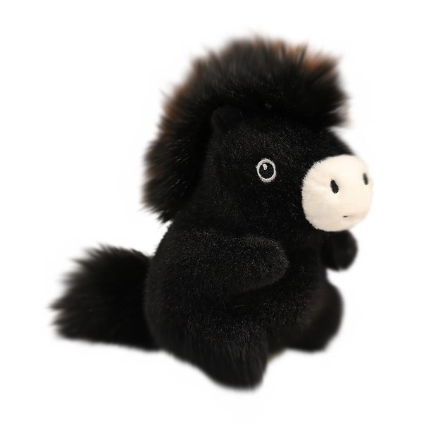 Caballo negro de peluche, poni adorable, año del caballo 2026, compañero de aprendizaje y juego, miniestatua de caballo, el mejor regalo para amantes de los animales, poni con bendición de la suerte,
