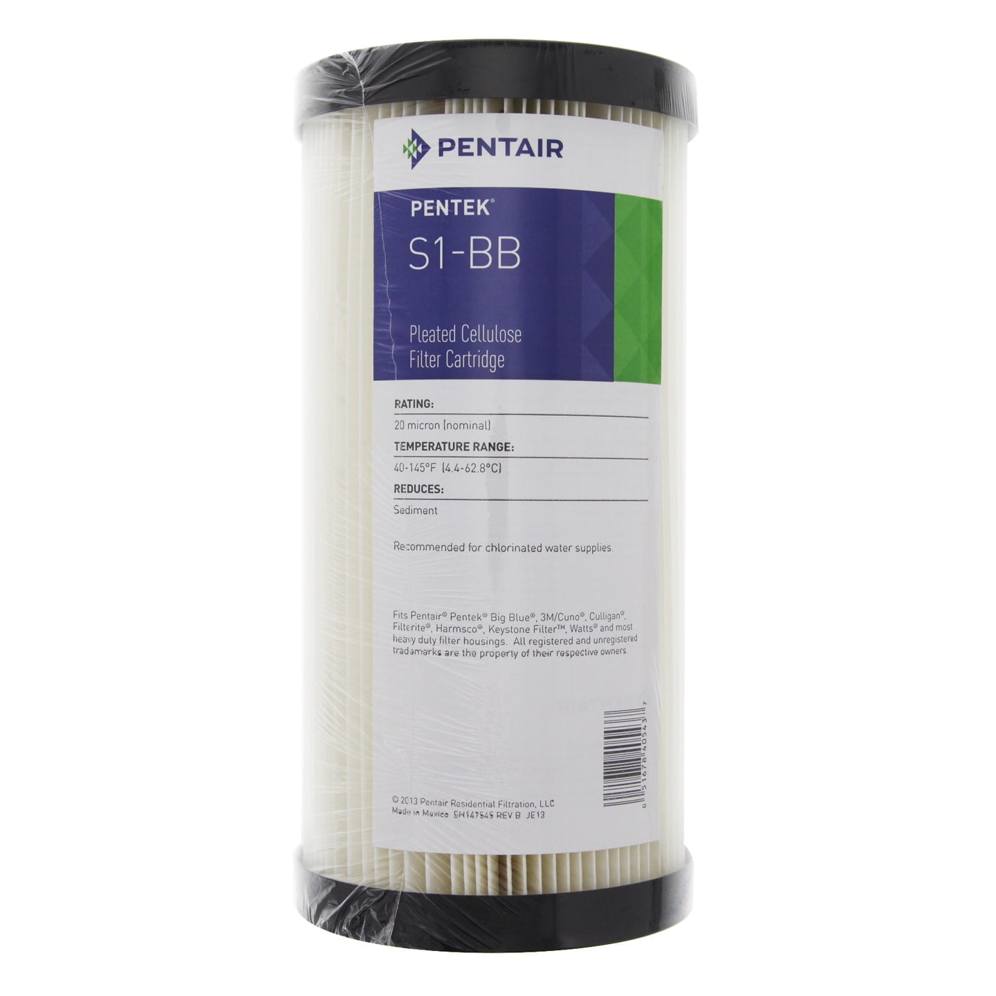 Pentek S1-BB Pleated Filter (9-3/4 x 4-1/2), 20 Micron