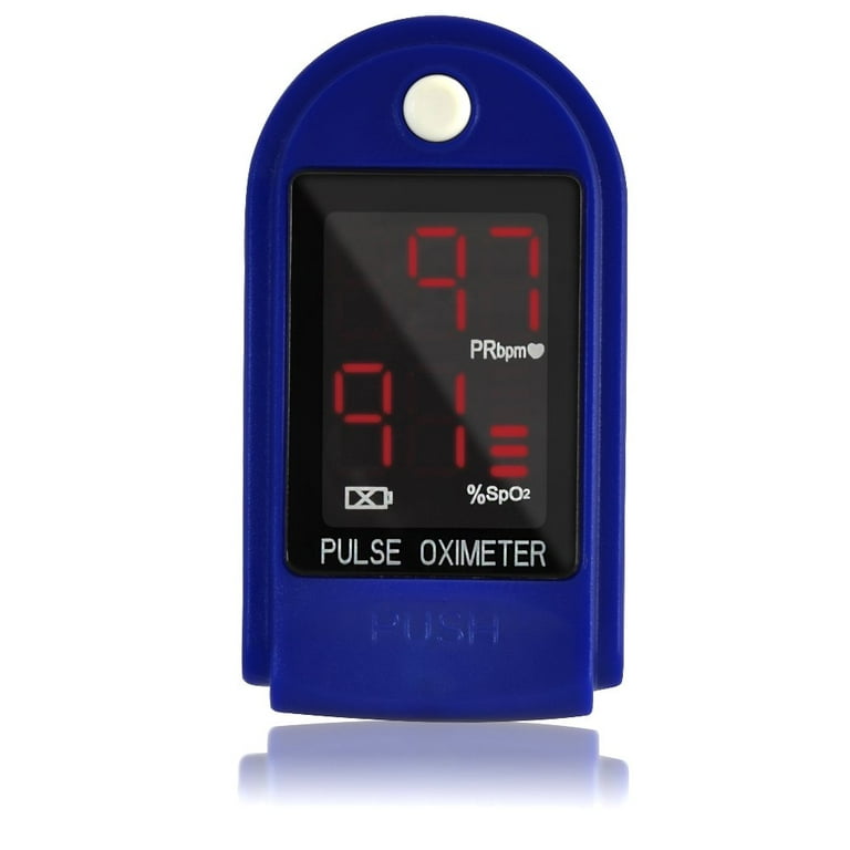 AccuMed CMS-50DL Finger Pulse Oximeter Blood SpO2 Sports and Aviation Monitor with Carrying case, Lanyard Silicon Case & Battery (Blue) - Walmart.com