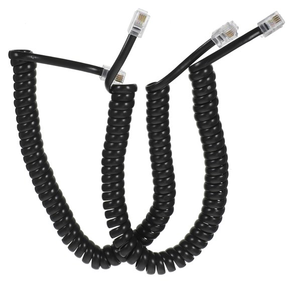 2 Pcs Telephone Cord Landline Spring Spiral Cords Cables for Black Phones Accessories Coiled
