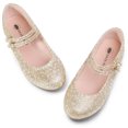 thumbnail image 2 of HOMEHOT Girls Dress Shoes Mary Jane Shoes for Girls Princess Ballerina Flats Back to School Shoes for Girls Party Wedding Glitter Gold Little Kid 13, 2 of 6