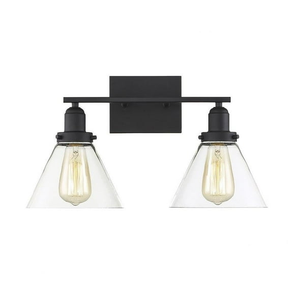 2 Light Bath Bar-Farmhouse Style with Vintage and Industrial Inspirations-10 inches Tall By 17.75 inches Wide-Black Finish Bailey Street Home